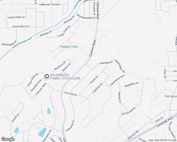 map of restaurants, bars, coffee shops, grocery stores, and more near 7605 Lakeside Drive in Riverside