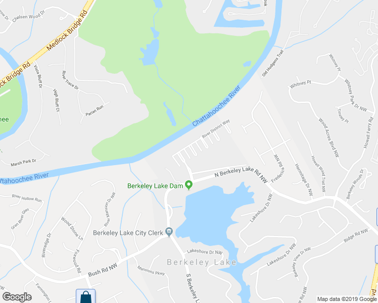map of restaurants, bars, coffee shops, grocery stores, and more near 4238 West River Park in Berkeley Lake
