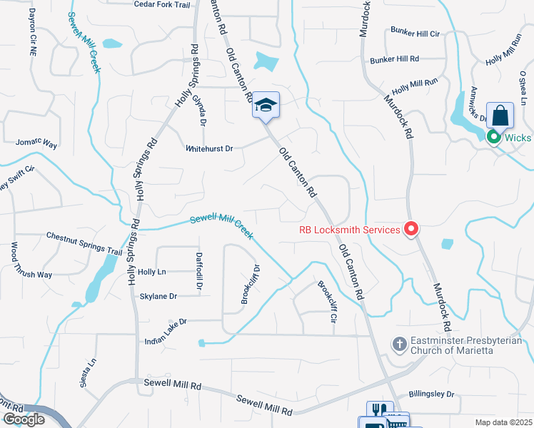 map of restaurants, bars, coffee shops, grocery stores, and more near 2793 Craig Court in Marietta