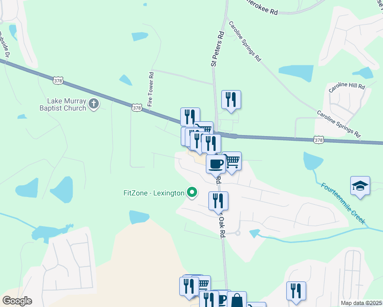 map of restaurants, bars, coffee shops, grocery stores, and more near 851 U.S. 378 in Lexington