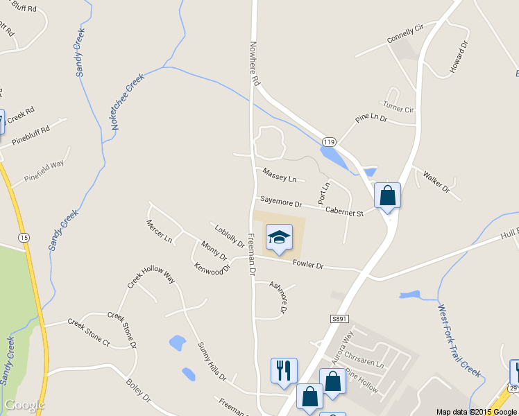 map of restaurants, bars, coffee shops, grocery stores, and more near 600 Freeman Drive in Athens
