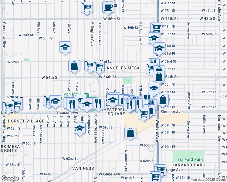 map of restaurants, bars, coffee shops, grocery stores, and more near 5523 South Wilton Place in Los Angeles