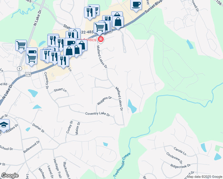 map of restaurants, bars, coffee shops, grocery stores, and more near 105 Foxridge Run in Lexington