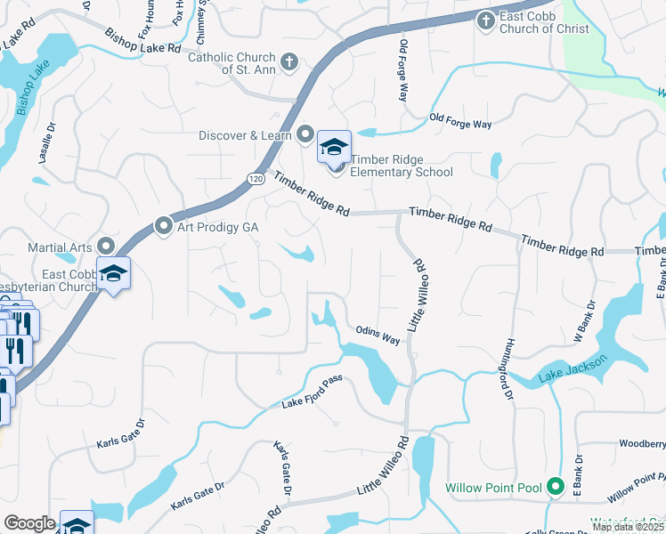 map of restaurants, bars, coffee shops, grocery stores, and more near 1824 Mallard Lake Drive in Marietta