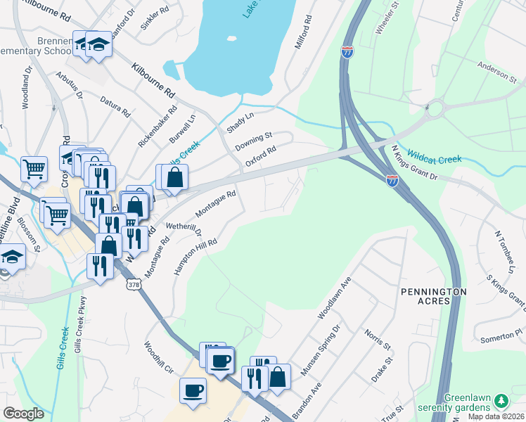 map of restaurants, bars, coffee shops, grocery stores, and more near 142 Myron Circle in Columbia