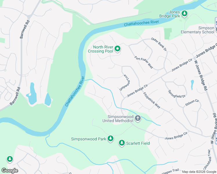 map of restaurants, bars, coffee shops, grocery stores, and more near 5722 Creekside Drive in Norcross