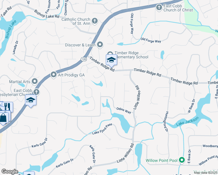 map of restaurants, bars, coffee shops, grocery stores, and more near 1824 Mallard Lake Drive in Marietta