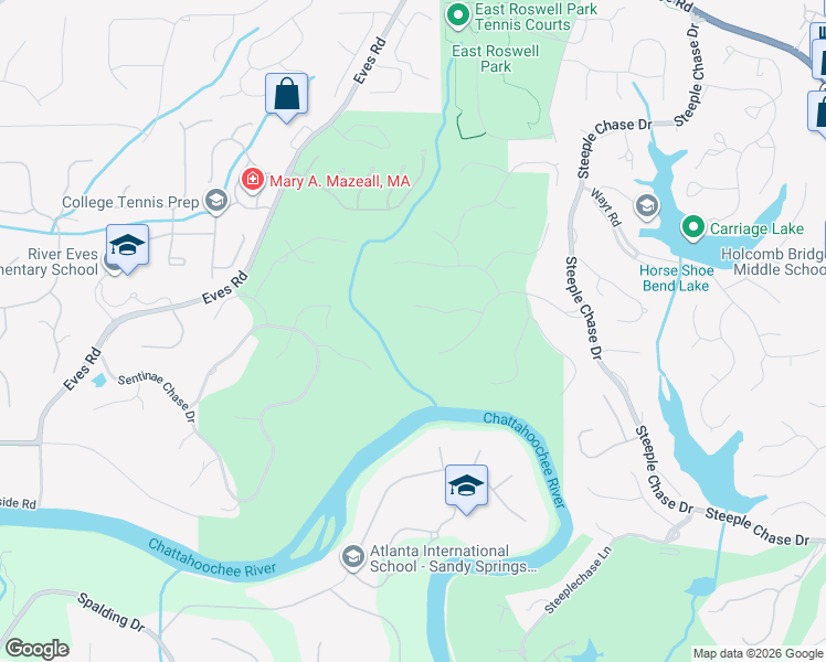 map of restaurants, bars, coffee shops, grocery stores, and more near 140 Cartier Court in Roswell