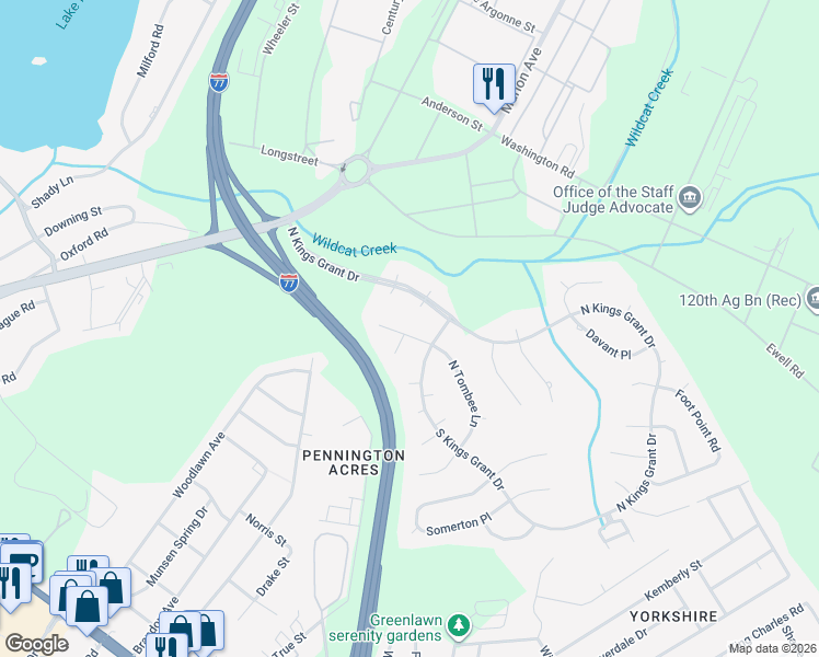 map of restaurants, bars, coffee shops, grocery stores, and more near 10 North Tombee Lane in Columbia