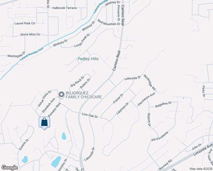 map of restaurants, bars, coffee shops, grocery stores, and more near 7605 Lakeside Drive in Riverside