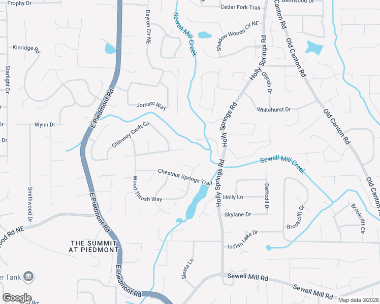 map of restaurants, bars, coffee shops, grocery stores, and more near 2288 Pine Warbler Way in Marietta