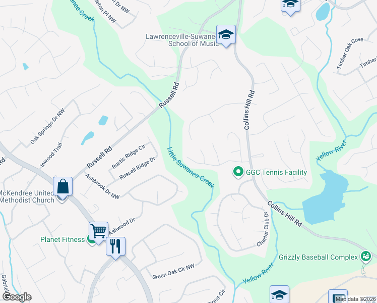 map of restaurants, bars, coffee shops, grocery stores, and more near 380 Radner Run in Lawrenceville