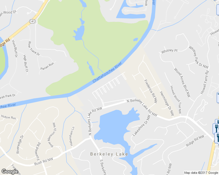 map of restaurants, bars, coffee shops, grocery stores, and more near 4226 Central River Park in Duluth