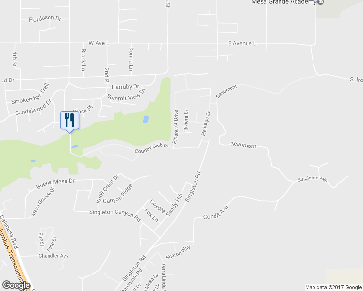 map of restaurants, bars, coffee shops, grocery stores, and more near 66 Country Club Drive in Calimesa