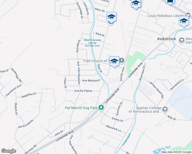 map of restaurants, bars, coffee shops, grocery stores, and more near 6466 Avenida Michaelinda in Riverside