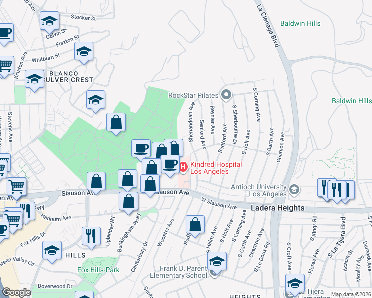 map of restaurants, bars, coffee shops, grocery stores, and more near 5469 Marjan Avenue in Los Angeles