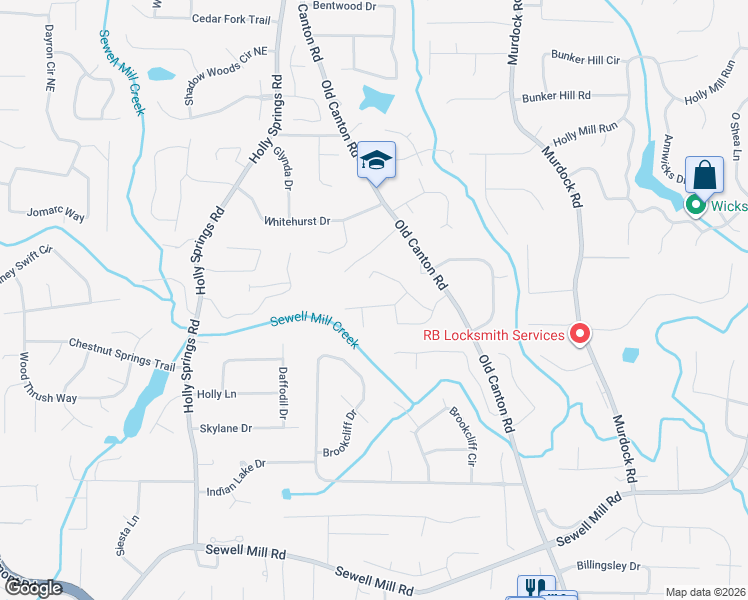 map of restaurants, bars, coffee shops, grocery stores, and more near 2792 Craig Court in Marietta