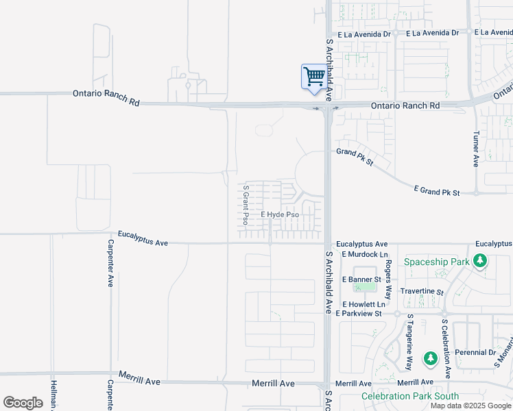 map of restaurants, bars, coffee shops, grocery stores, and more near 4490 South Bryant Paseo in Ontario