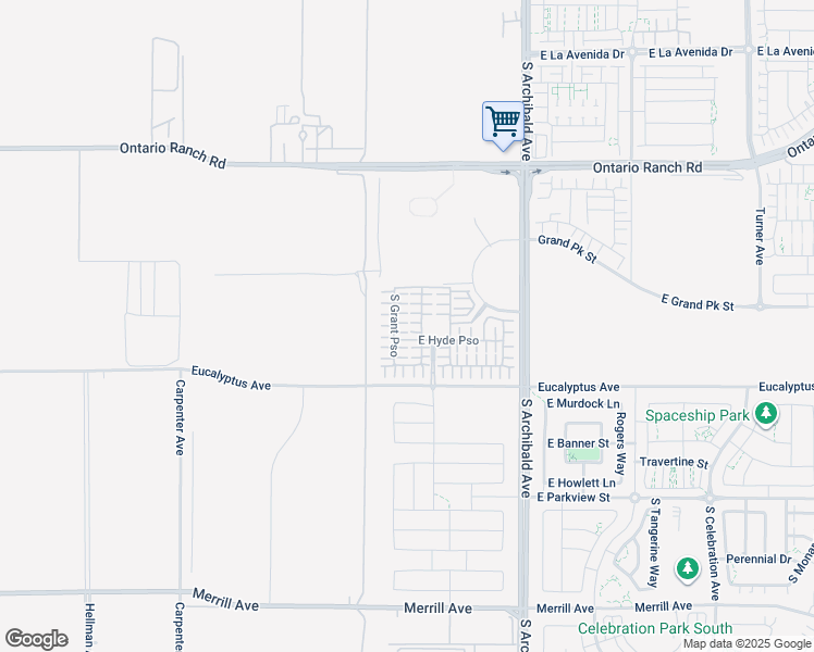 map of restaurants, bars, coffee shops, grocery stores, and more near 4481 South Grant Paseo in Ontario