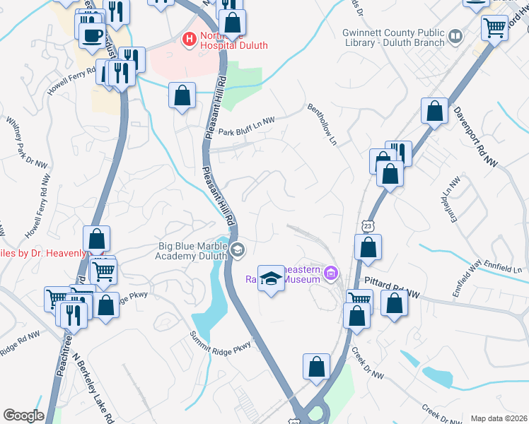 map of restaurants, bars, coffee shops, grocery stores, and more near 3525 Palisade Lake Drive in Duluth