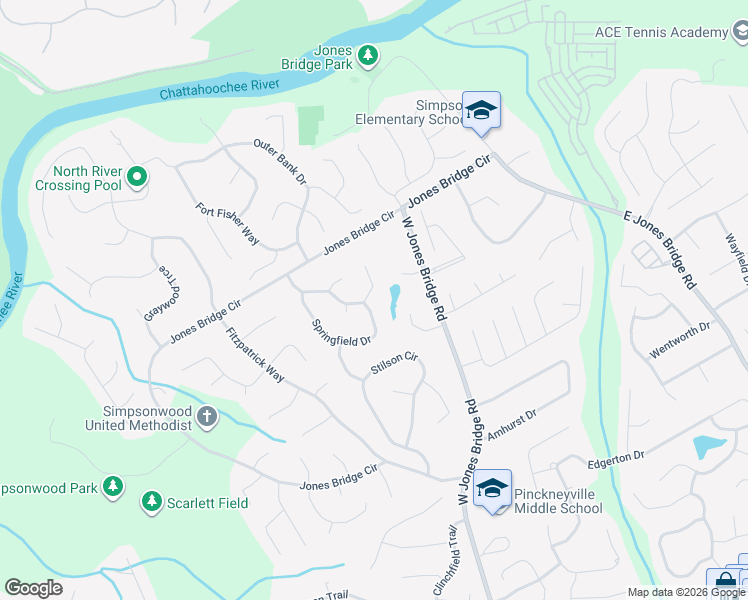 map of restaurants, bars, coffee shops, grocery stores, and more near 4418 Parkspring Terrace Northwest in Norcross