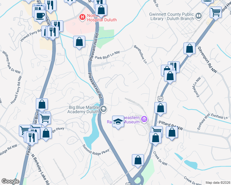 map of restaurants, bars, coffee shops, grocery stores, and more near 3525 Palisade Lake Drive in Duluth