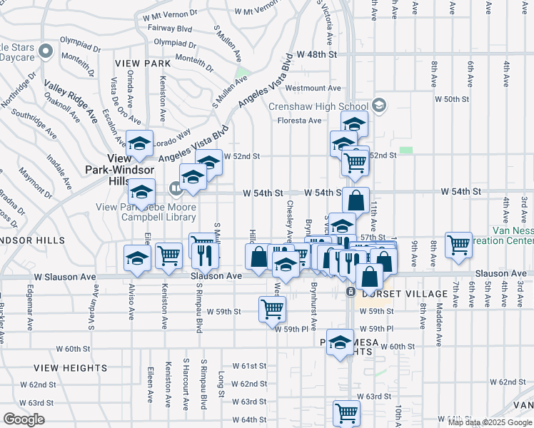 map of restaurants, bars, coffee shops, grocery stores, and more near 5435 West Boulevard in Los Angeles