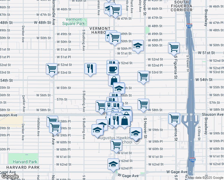 map of restaurants, bars, coffee shops, grocery stores, and more near in Los Angeles