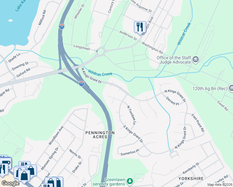 map of restaurants, bars, coffee shops, grocery stores, and more near 10 North Tombee Lane in Columbia