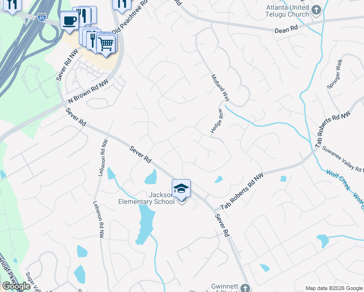 map of restaurants, bars, coffee shops, grocery stores, and more near in Gwinnett County