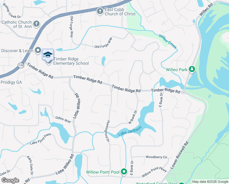 map of restaurants, bars, coffee shops, grocery stores, and more near 1590 Penwood Trce in Marietta