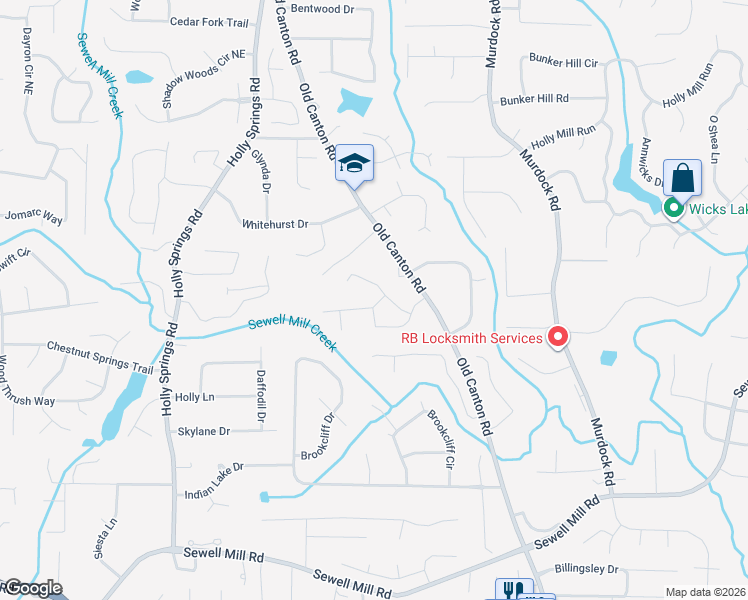 map of restaurants, bars, coffee shops, grocery stores, and more near 2793 Craig Court in Marietta