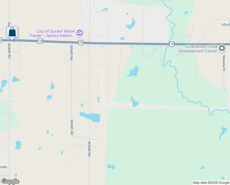 map of restaurants, bars, coffee shops, grocery stores, and more near 392 Cherry Lane in Durant