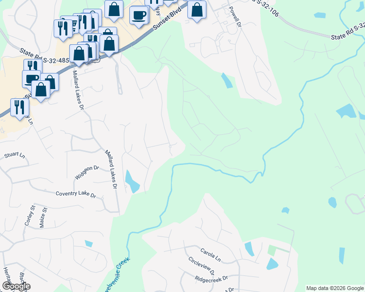 map of restaurants, bars, coffee shops, grocery stores, and more near 124 Highland Circle in Lexington