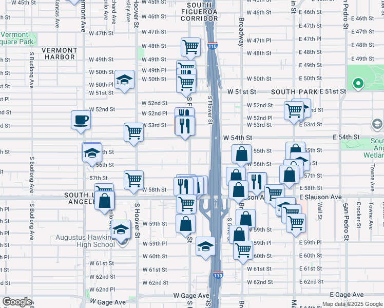 map of restaurants, bars, coffee shops, grocery stores, and more near in Los Angeles