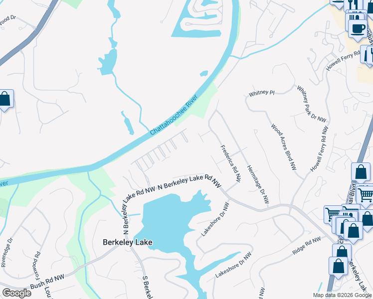 map of restaurants, bars, coffee shops, grocery stores, and more near 4202 Dogwood Bend Terrace in Duluth