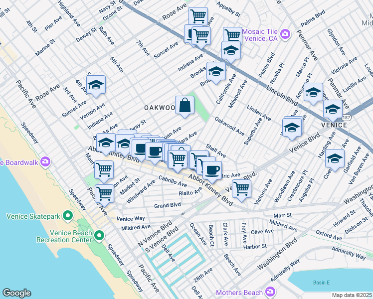 map of restaurants, bars, coffee shops, grocery stores, and more near 645 Santa Clara Avenue in Los Angeles