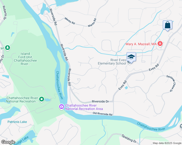 map of restaurants, bars, coffee shops, grocery stores, and more near 1280 Northcliff Trce in Roswell