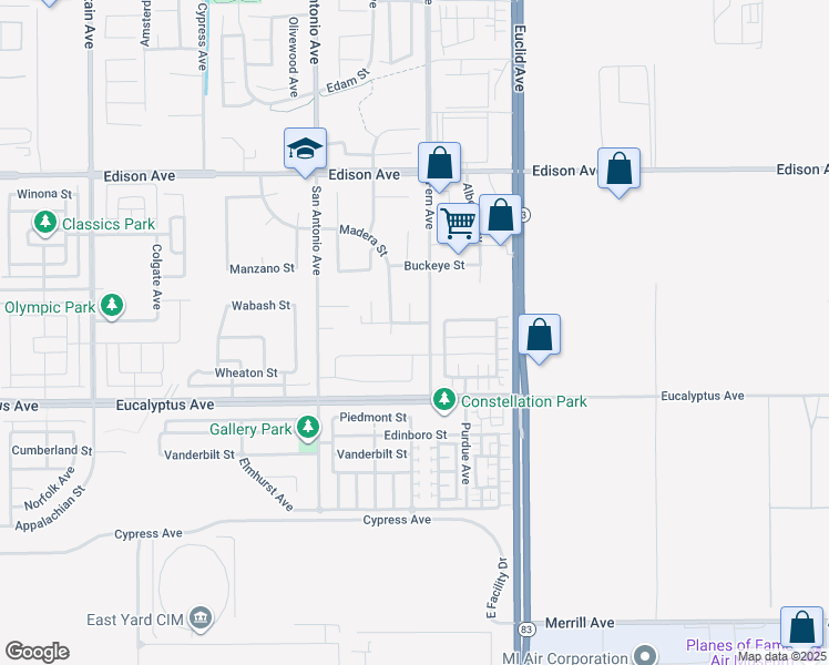 map of restaurants, bars, coffee shops, grocery stores, and more near 14362 Cherry Court in Chino