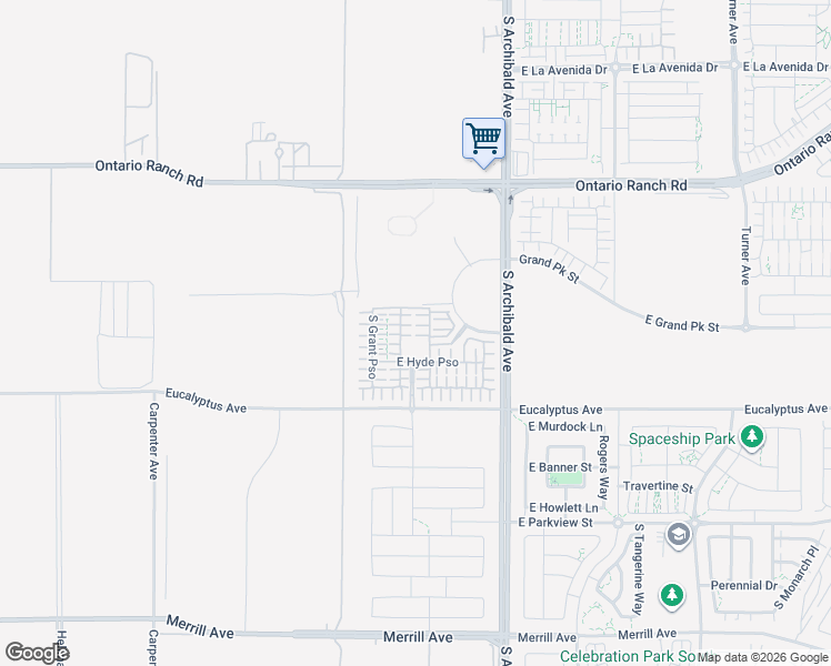 map of restaurants, bars, coffee shops, grocery stores, and more near 4460 South Forsyth Paseo in Ontario