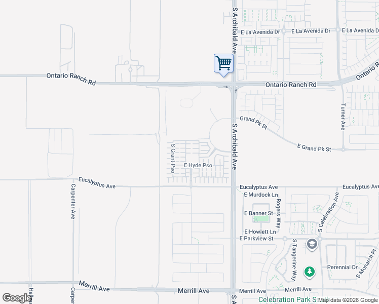 map of restaurants, bars, coffee shops, grocery stores, and more near 4453 South Bryant Paseo in Ontario