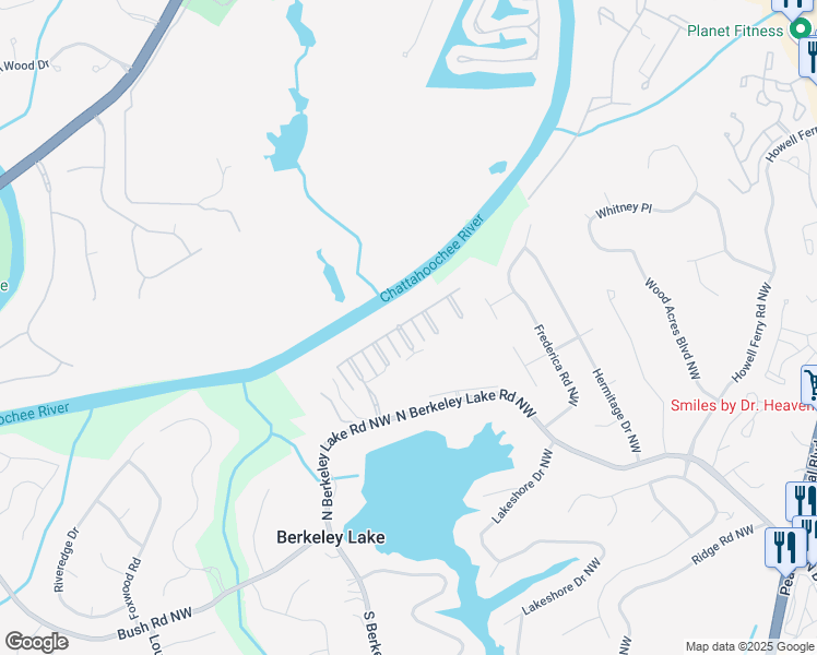 map of restaurants, bars, coffee shops, grocery stores, and more near 4245 Central River Park in Duluth