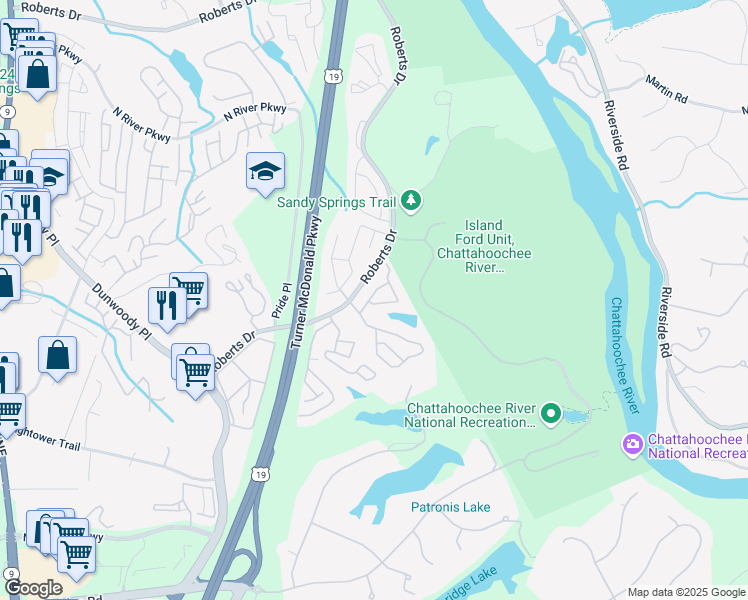 map of restaurants, bars, coffee shops, grocery stores, and more near 2707 Summerlake Drive in Atlanta