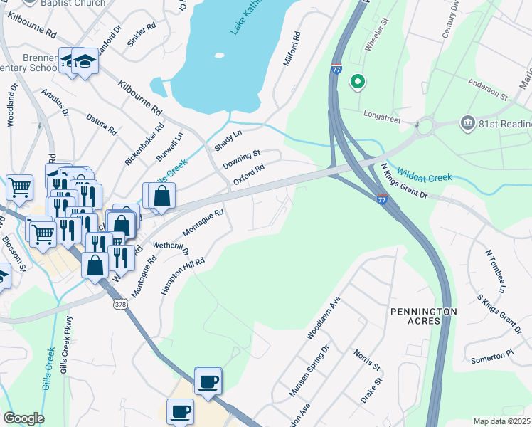 map of restaurants, bars, coffee shops, grocery stores, and more near 183 Myron Circle in Columbia