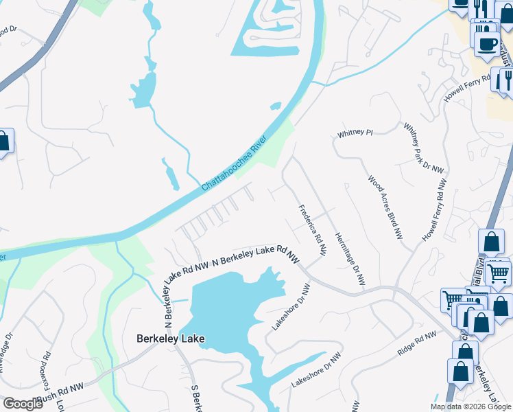 map of restaurants, bars, coffee shops, grocery stores, and more near 4200 Dogwood Bend Terrace in Duluth