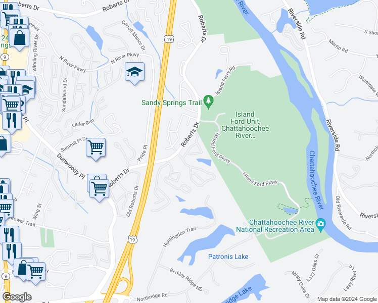 map of restaurants, bars, coffee shops, grocery stores, and more near 2707 Summerlake Drive in Atlanta