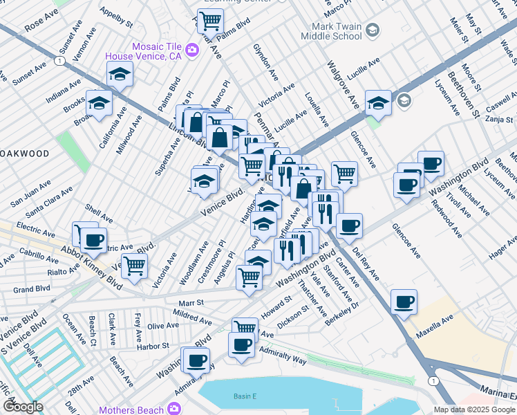 map of restaurants, bars, coffee shops, grocery stores, and more near 2503 Naples Avenue in Los Angeles