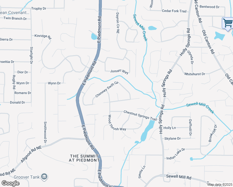 map of restaurants, bars, coffee shops, grocery stores, and more near 3322 Winter Wren Way in Marietta
