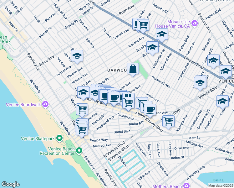 map of restaurants, bars, coffee shops, grocery stores, and more near 546 San Juan Avenue in Los Angeles