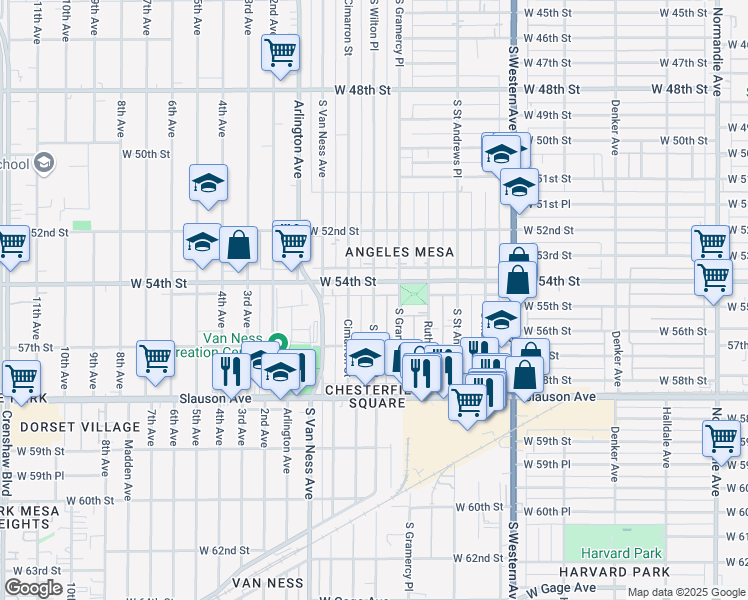 map of restaurants, bars, coffee shops, grocery stores, and more near 5419 South Wilton Place in Los Angeles